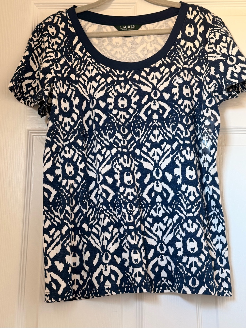 Lauren Ralph Lauren Navy & White Short-Sleeve Patterned Tee